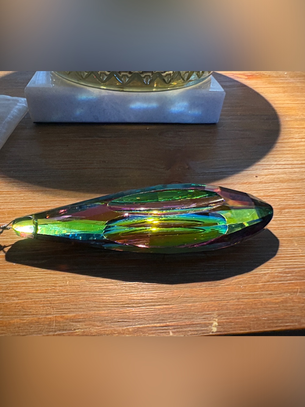 Kirks Folly Long Iridescent Crystal Teardrop Suncatcher with Aurora Borealis! - Picture 1 of 7